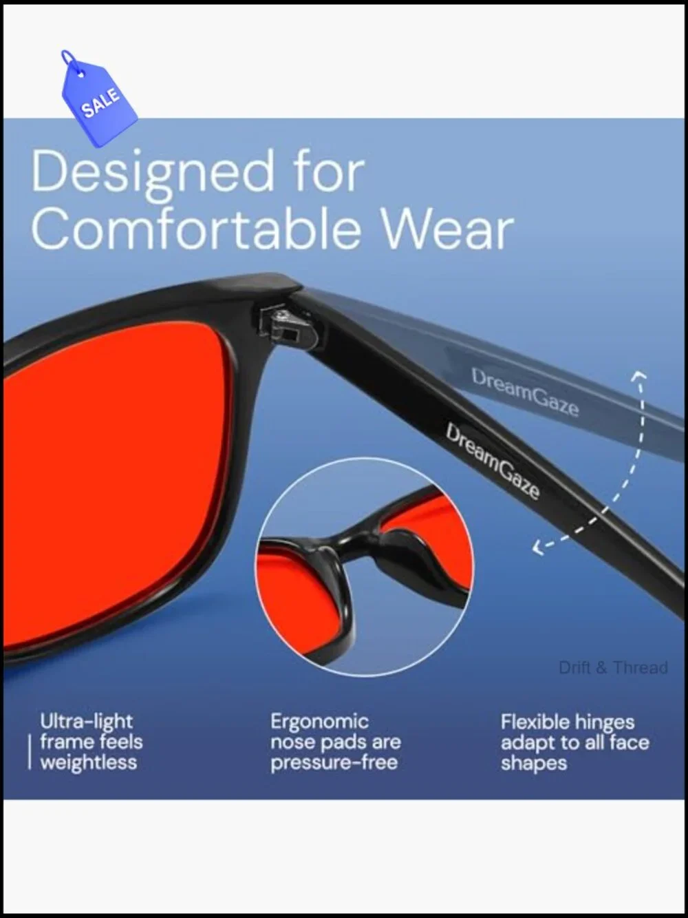 Blue Light Blocking Glasses for Sleep & Gaming, Unisex, TR90 Frame